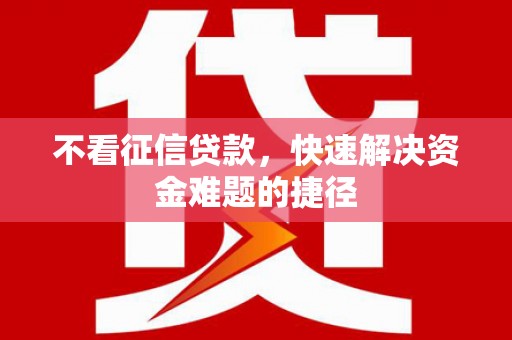 沙鹿不看征信贷款，快速解决资金难题的捷径