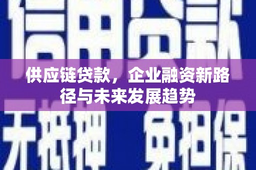 沙鹿供应链贷款，企业融资新路径与未来发展趋势