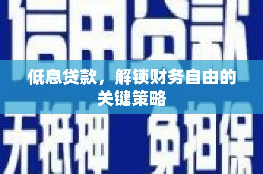 沙鹿低息贷款，解锁财务自由的关键策略