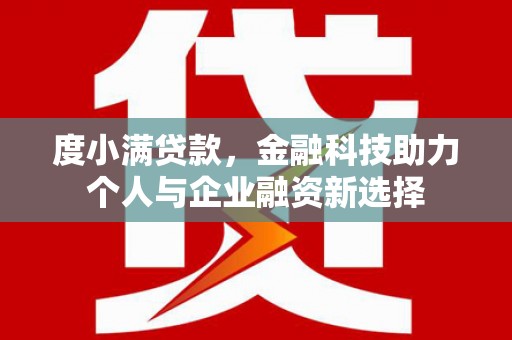 沙鹿度小满贷款，金融科技助力个人与企业融资新选择