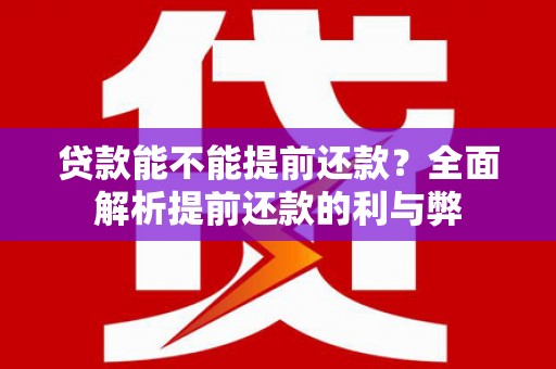 沙鹿贷款能不能提前还款？全面解析提前还款的利与弊