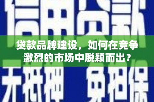 沙鹿贷款品牌建设，如何在竞争激烈的市场中脱颖而出？