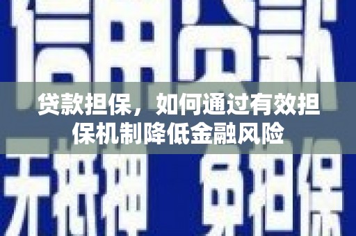 沙鹿贷款担保，如何通过有效担保机制降低金融风险