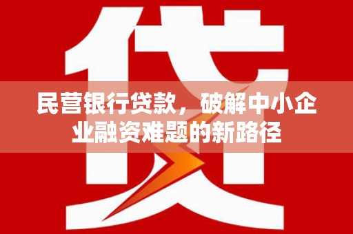 沙鹿民营银行贷款，破解中小企业融资难题的新路径